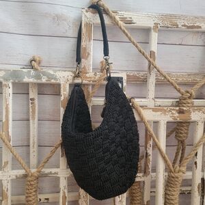 The Sak Black Crochet Shoulder Bag